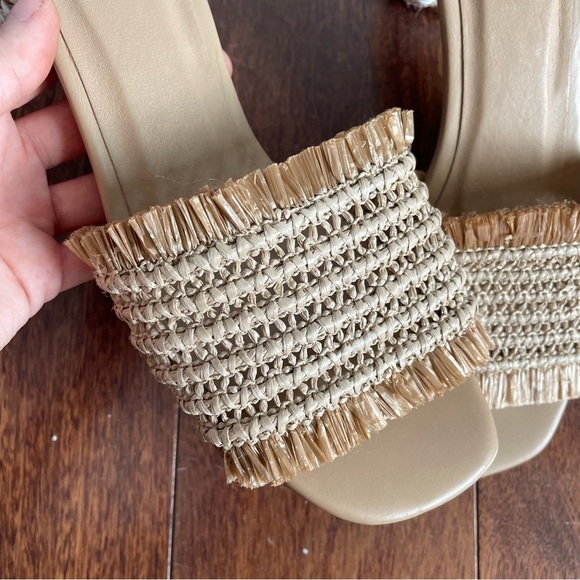 Kaanas Open Toe Heels Shoes Sumatra Tan Block Frayed Woven Sandal Womens Size 9 - Picture 5 of 11